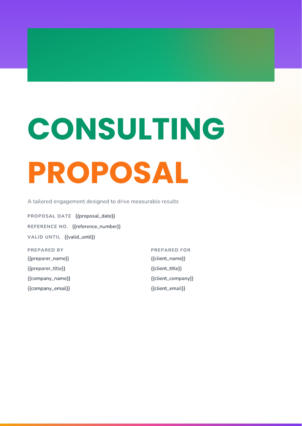AI-generated consulting proposal Word document template in the Gradient Studio design style