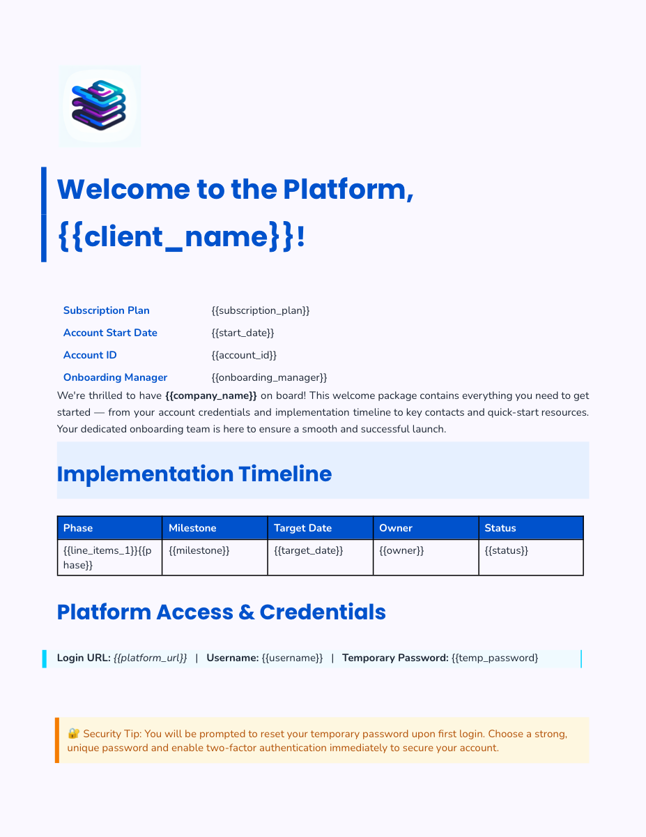AI-generated client onboarding package document template