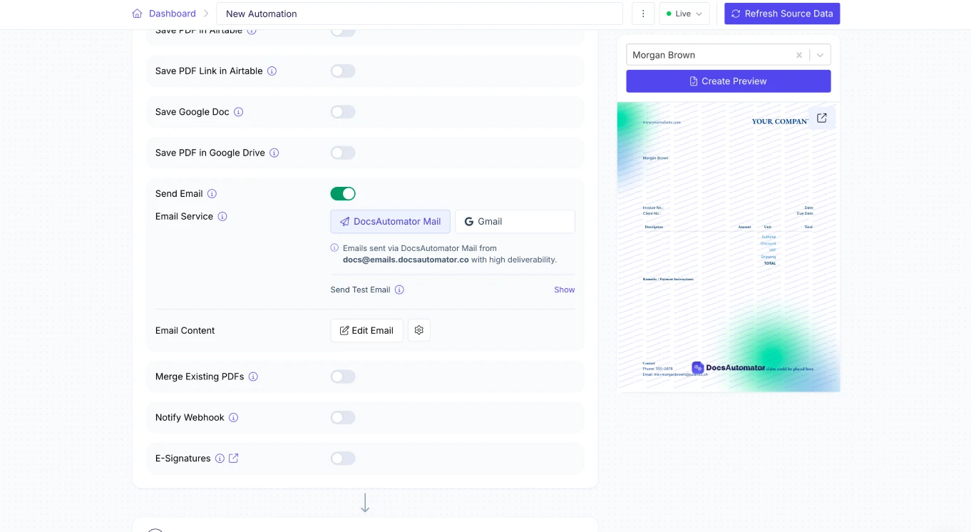 Configuring email delivery settings