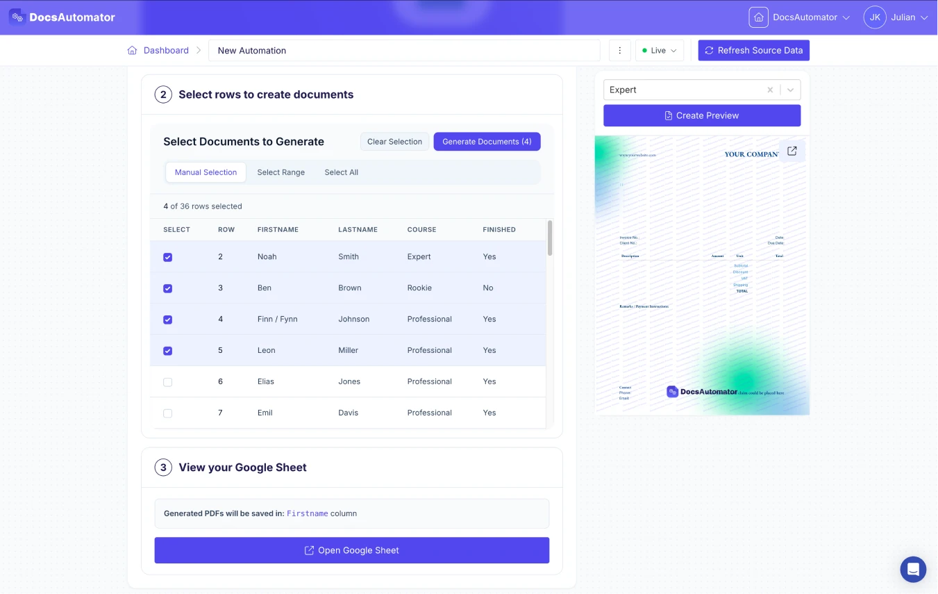 Triggering batch document generation